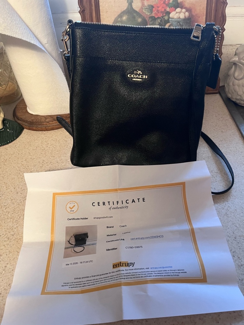 Coach Black Leather Messenger Crossbody Bag